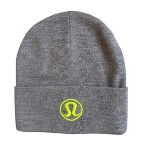 Lululemon Gray Revelation Beanie with Lime Green Logo